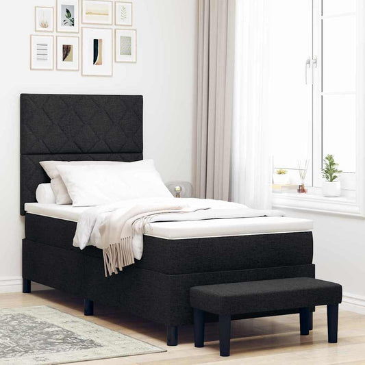 vidaXL Κρεβάτι με ελατήρια με κεφαλάρι Μαύρο 100 x 200 cm ύφασμα