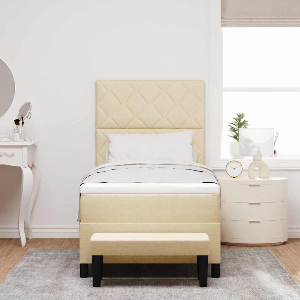 vidaXL Κρεβάτι με ελατήρια με κεφαλάρι Κρεμ 100 x 200 cm ύφασμα
