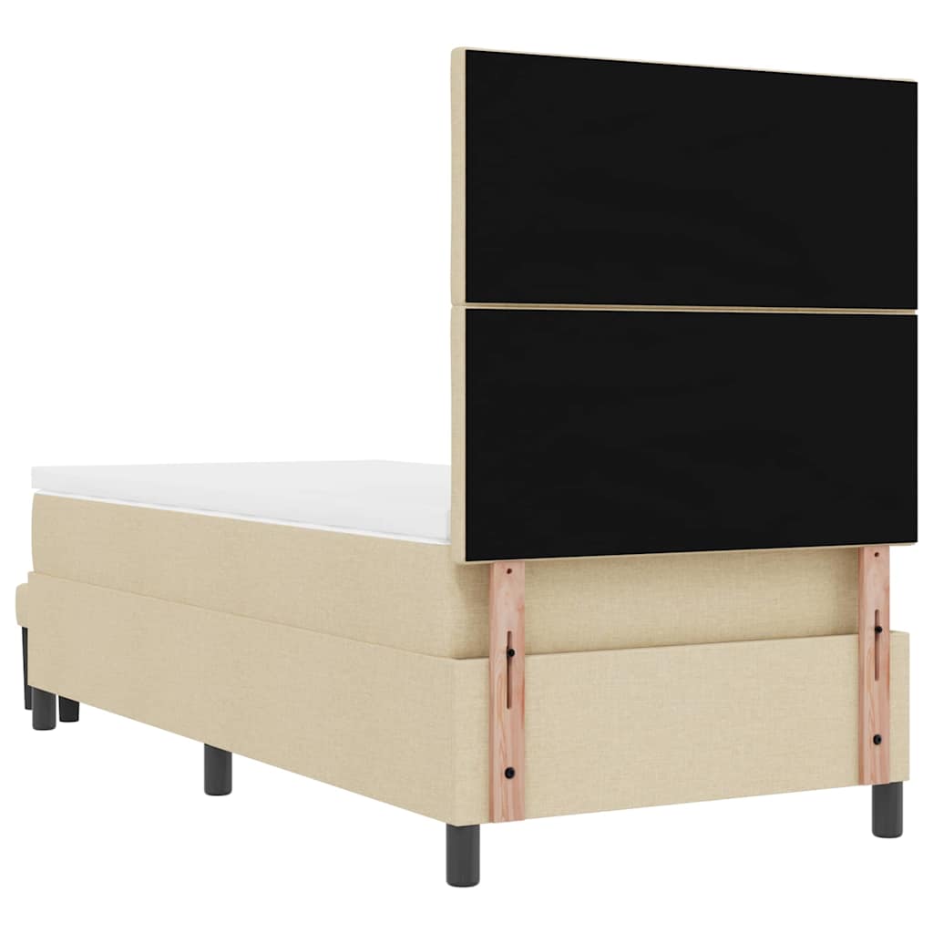 vidaXL Κρεβάτι με ελατήρια με κεφαλάρι Κρεμ 100 x 200 cm ύφασμα