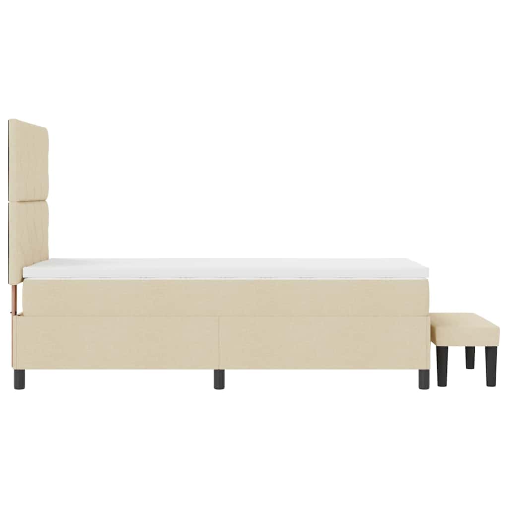 vidaXL Κρεβάτι με ελατήρια με κεφαλάρι Κρεμ 100 x 200 cm ύφασμα