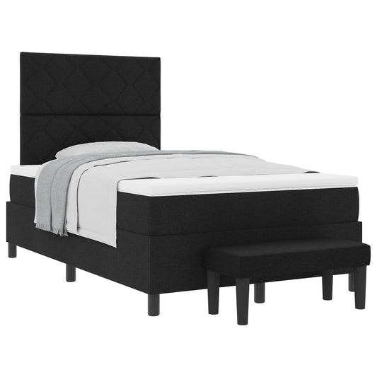 vidaXL Κρεβάτι με ελατήρια με κεφαλάρι Μαύρο 120 x 190 cm ύφασμα