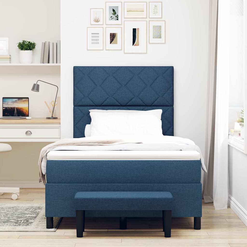 vidaXL Κρεβάτι με ελατήρια με μαξιλάρι Μπλε 120 x 190 cm ύφασμα