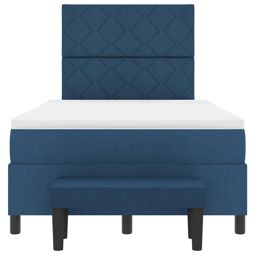 vidaXL Κρεβάτι με ελατήρια με μαξιλάρι Μπλε 120 x 190 cm ύφασμα
