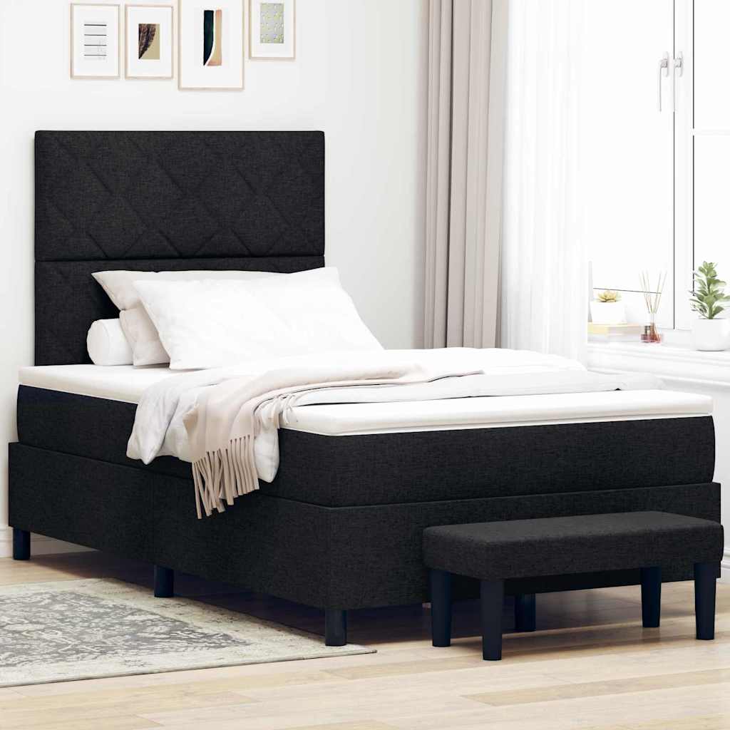 vidaXL Κρεβάτι με ελατήρια με κεφαλάρι Μαύρο 120 x 200 cm ύφασμα