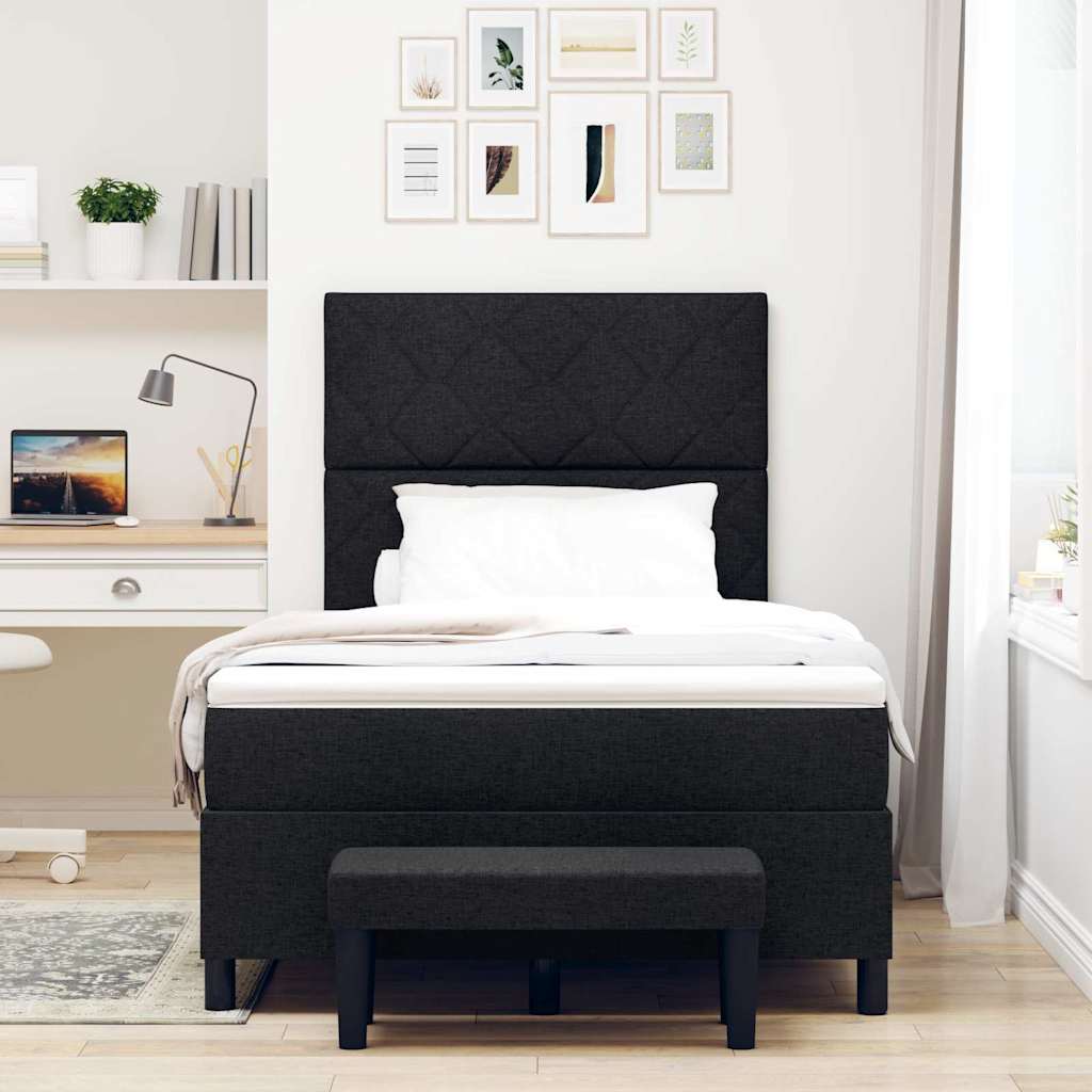vidaXL Κρεβάτι με ελατήρια με κεφαλάρι Μαύρο 120 x 200 cm ύφασμα