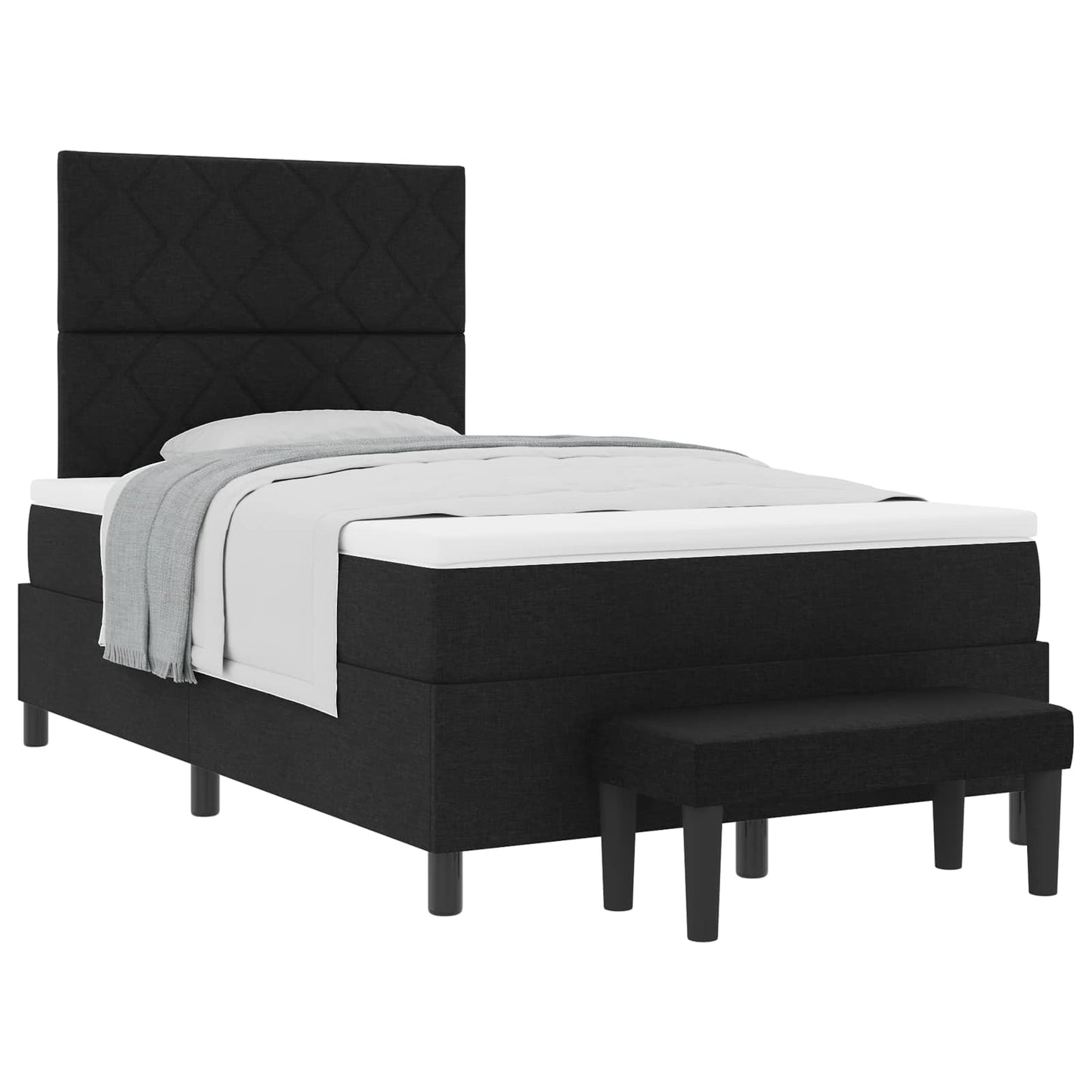 vidaXL Κρεβάτι με ελατήρια με κεφαλάρι Μαύρο 120 x 200 cm ύφασμα
