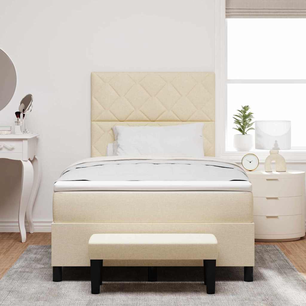 vidaXL Κρεβάτι με ελατήρια με κεφαλάρι Κρεμ 120 x 200 cm ύφασμα