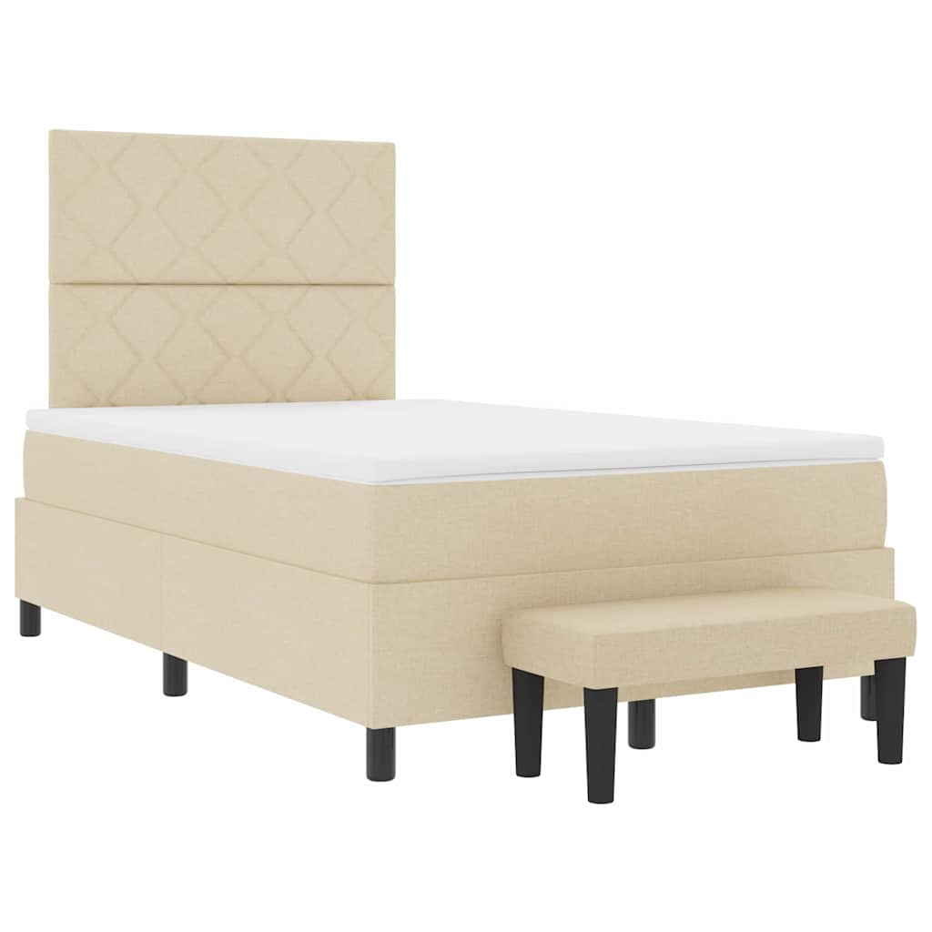 vidaXL Κρεβάτι με ελατήρια με κεφαλάρι Κρεμ 120 x 200 cm ύφασμα