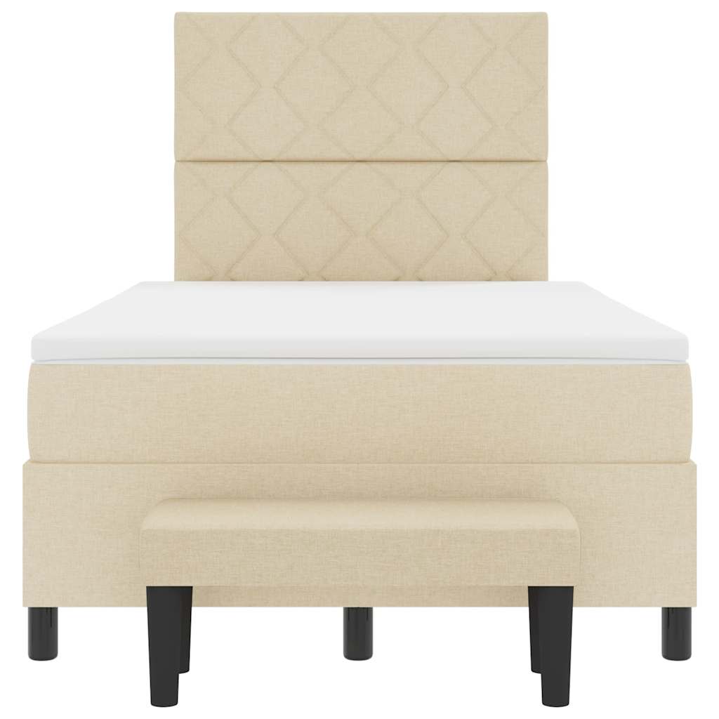 vidaXL Κρεβάτι με ελατήρια με κεφαλάρι Κρεμ 120 x 200 cm ύφασμα