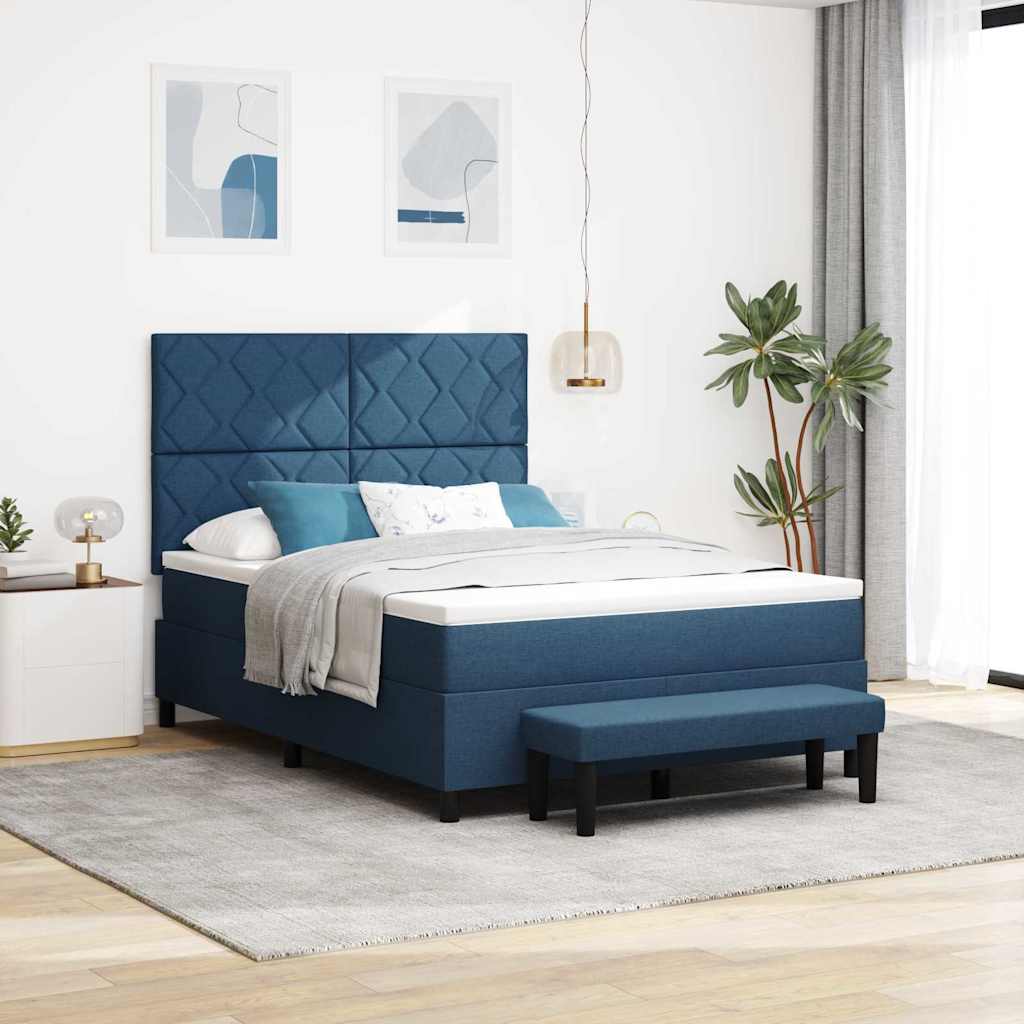 vidaXL Κρεβάτι με ελατήρια με κεφαλάρι Μπλε 140 x 190 cm ύφασμα