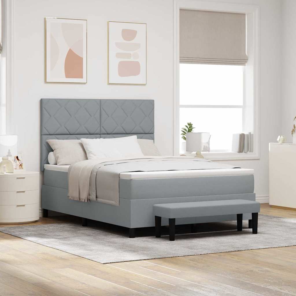 vidaXL Κρεβάτι με ελατήρια Ανοιχτό γκρι 140 x 200 cm ύφασμα