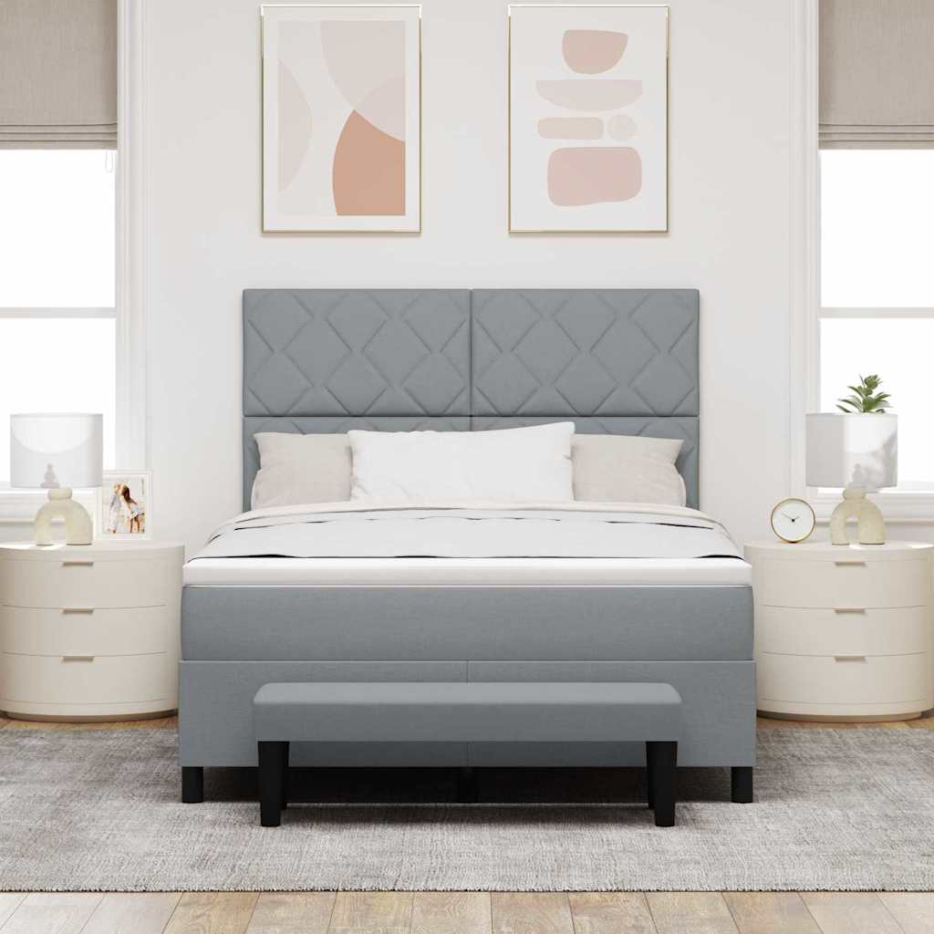 vidaXL Κρεβάτι με ελατήρια Ανοιχτό γκρι 140 x 200 cm ύφασμα