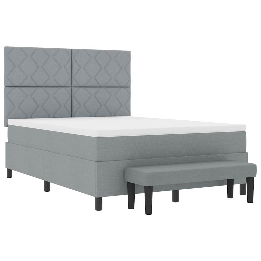 vidaXL Κρεβάτι με ελατήρια Ανοιχτό γκρι 140 x 200 cm ύφασμα
