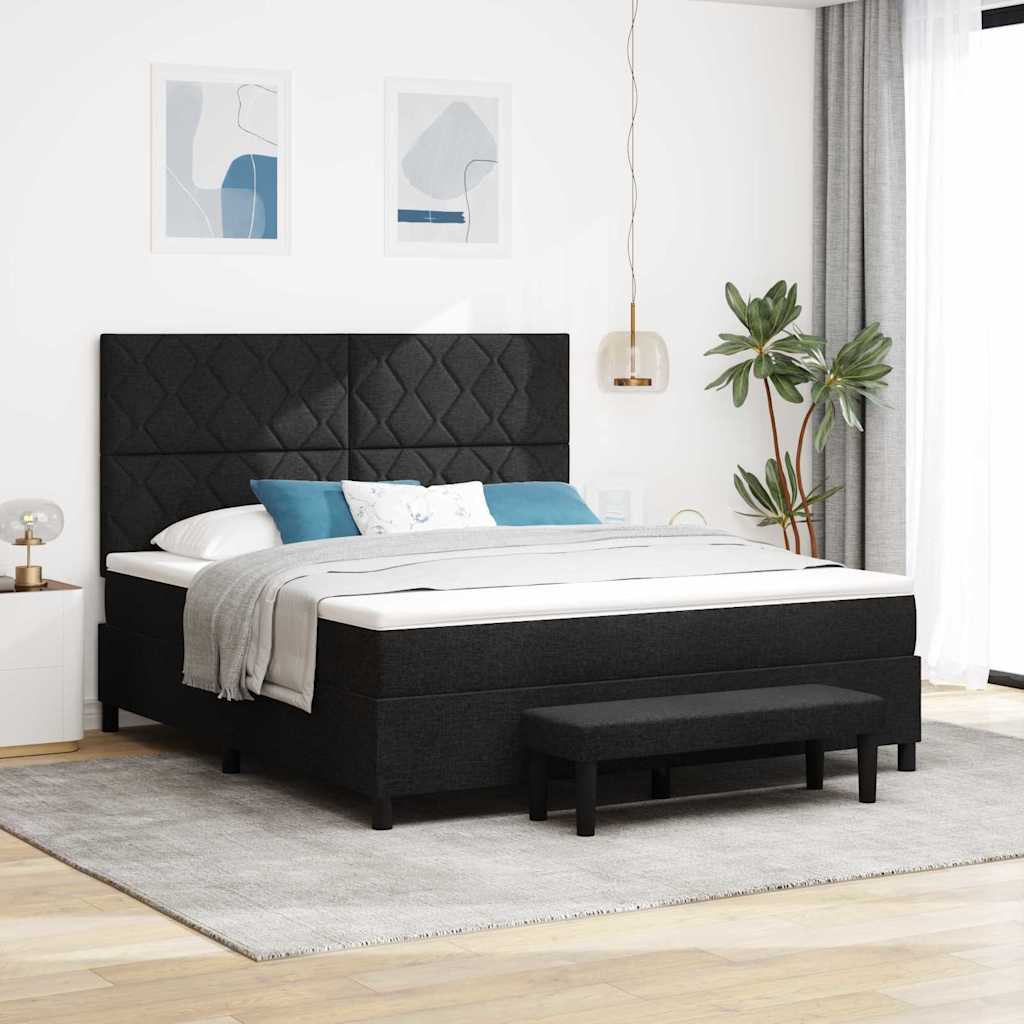 vidaXL Κρεβάτι με ελατήρια με κεφαλάρι Μαύρο 180 x 200 cm ύφασμα
