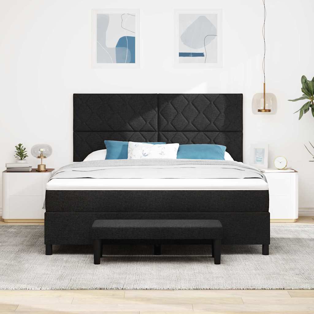 vidaXL Κρεβάτι με ελατήρια με κεφαλάρι Μαύρο 180 x 200 cm ύφασμα