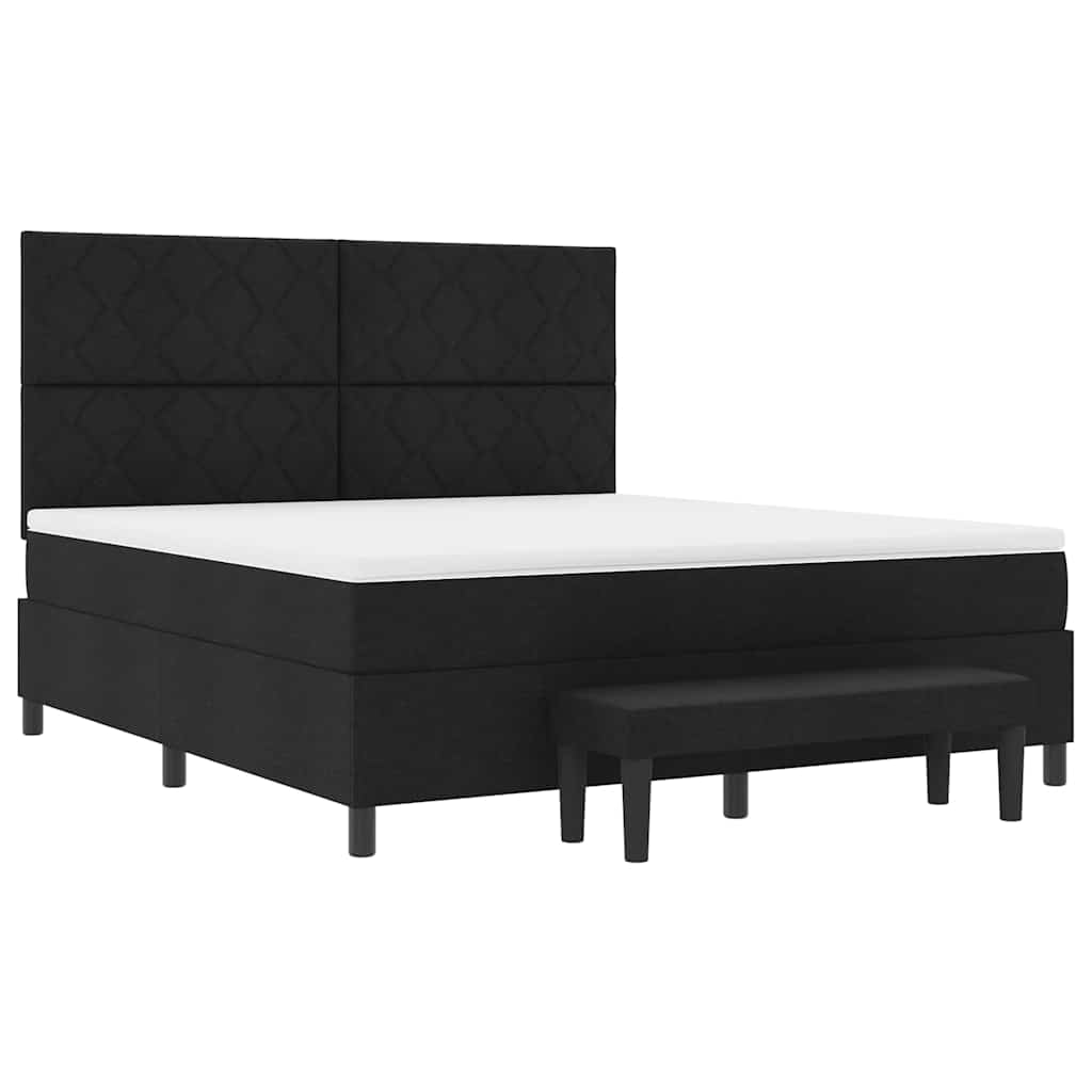 vidaXL Κρεβάτι με ελατήρια με κεφαλάρι Μαύρο 180 x 200 cm ύφασμα