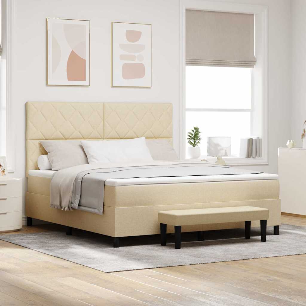 vidaXL Κρεβάτι με ελατήρια με κεφαλάρι Κρεμ 180 x 200 cm ύφασμα