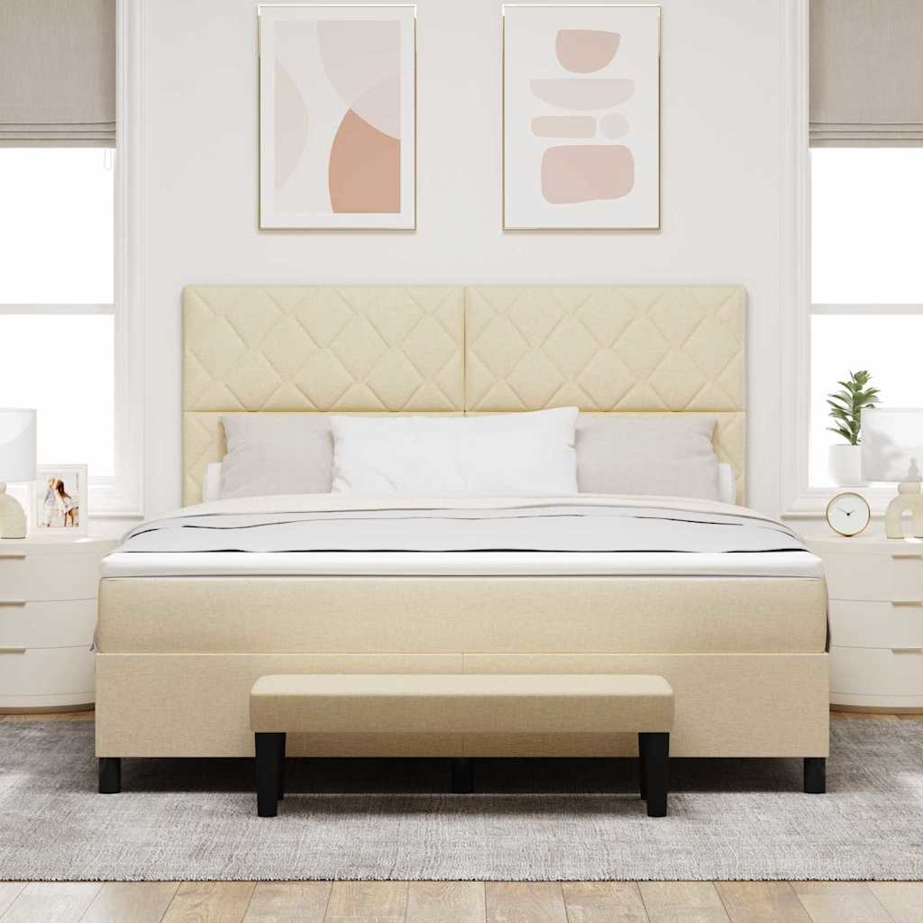 vidaXL Κρεβάτι με ελατήρια με κεφαλάρι Κρεμ 180 x 200 cm ύφασμα