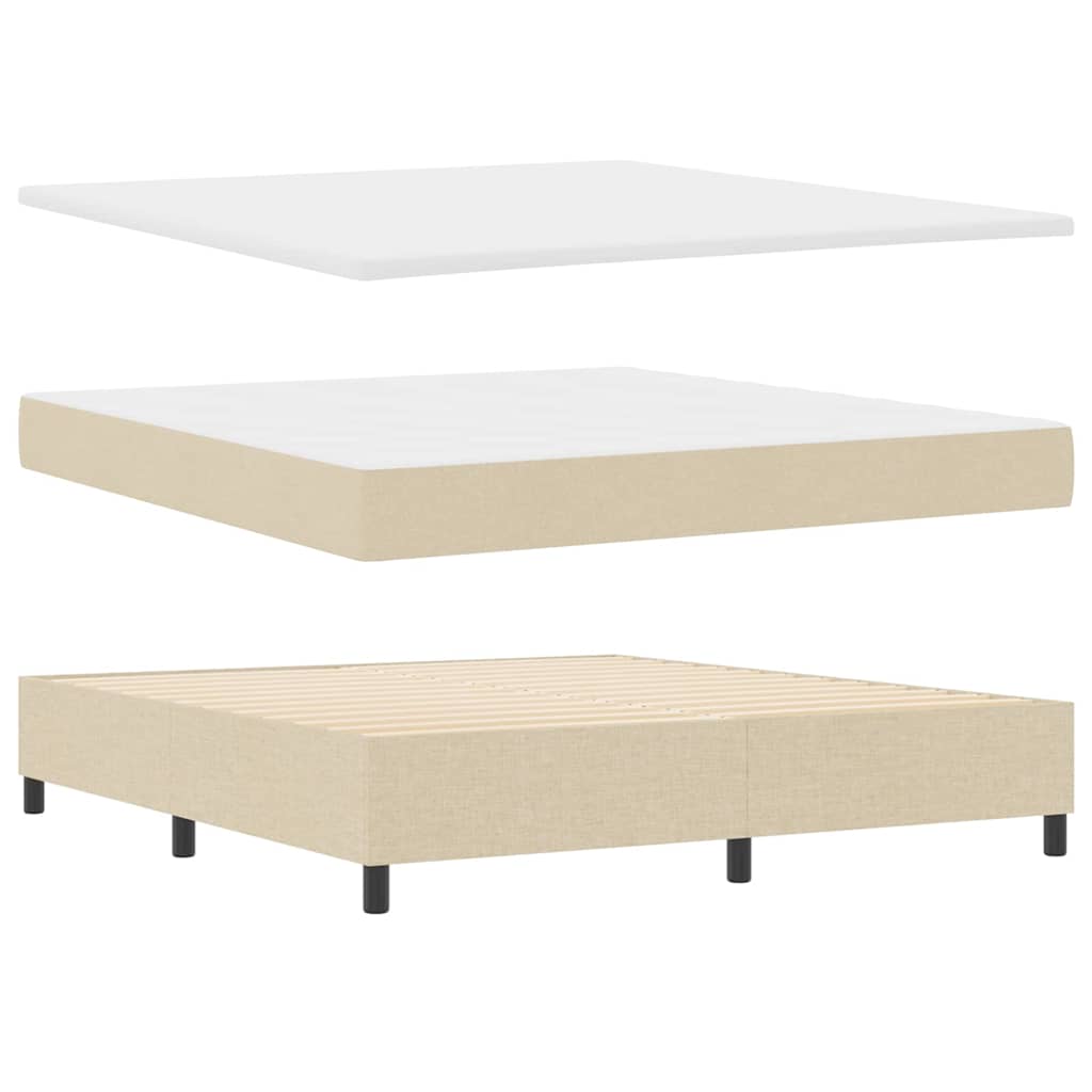 vidaXL Κρεβάτι με ελατήρια με κεφαλάρι Κρεμ 180 x 200 cm ύφασμα