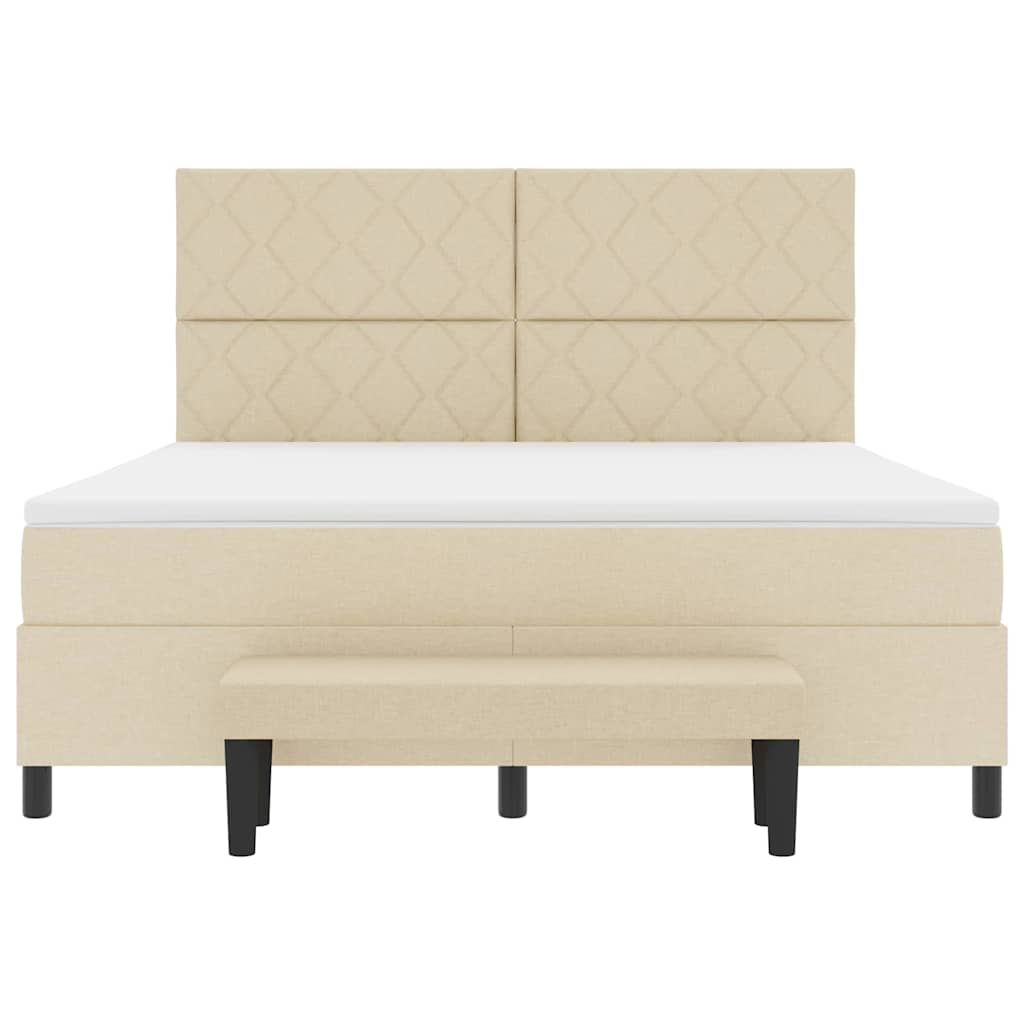 vidaXL Κρεβάτι με ελατήρια με κεφαλάρι Κρεμ 180 x 200 cm ύφασμα