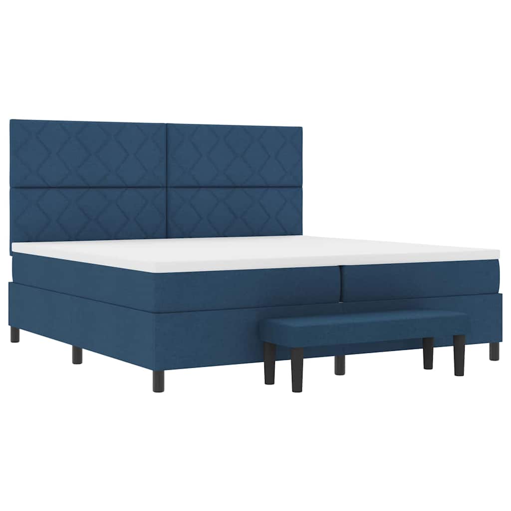vidaXL Κρεβάτι με ελατήρια με στρώμα Μπλε 200 x 200 cm ύφασμα