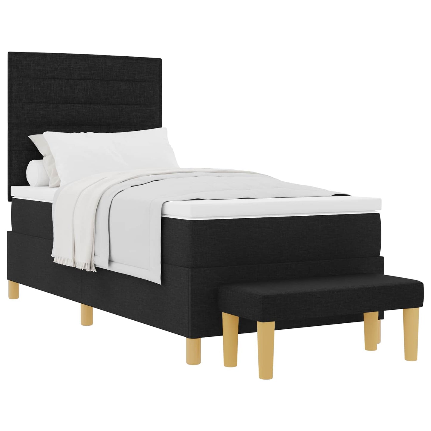 vidaXL Κρεβάτι με ελατήρια με στρώμα Μαύρο 90 x 190 cm ύφασμα
