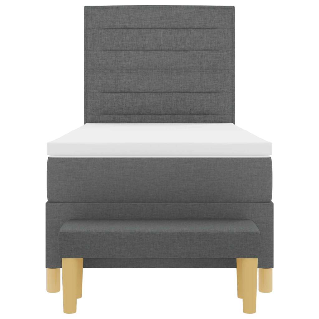 vidaXL Κρεβάτι με ελατήρια με στρώμα Σκούρο γκρι 90 x 200 cm ύφασμα