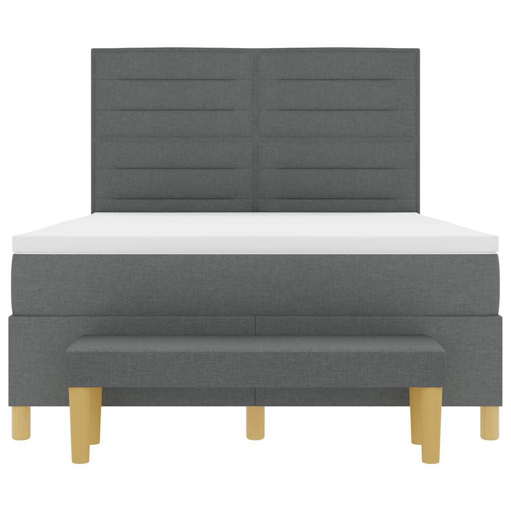 vidaXL Κρεβάτι με ελατήρια με στρώμα Σκούρο Γκρι 140 x 190 cm ύφασμα