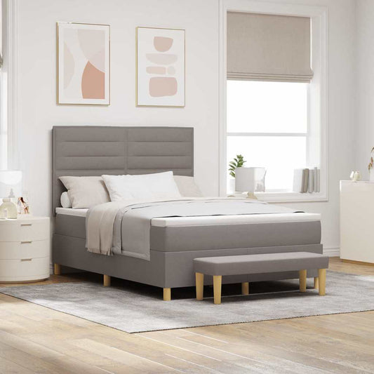 vidaXL Κρεβάτι με ελατήρια με κεφαλάρι Taupe 190 x 140 εκατοστά ύφασμα