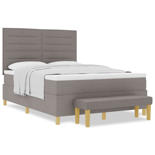 vidaXL Κρεβάτι με ελατήρια με κεφαλάρι Taupe 190 x 140 εκατοστά ύφασμα