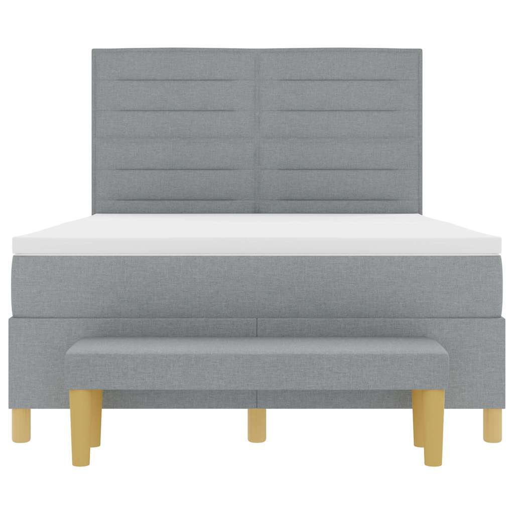 vidaXL Κρεβάτι με ελατήρια με στρώμα Ανοιχτό γκρι 140 x 200 cm ύφασμα