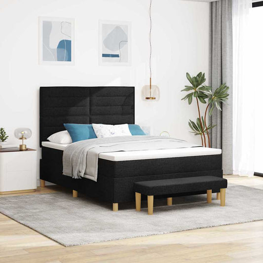 vidaXL Κρεβάτι με ελατήρια με κεφαλάρι Μαύρο 200 x 140 cm ύφασμα
