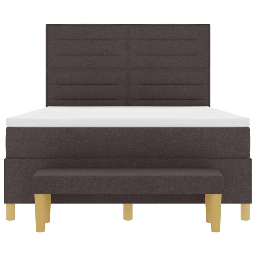 vidaXL Κρεβάτι με ελατήρια Σκούρο καφέ Σκούρο καφέ 140 x 200 cm ύφασμα