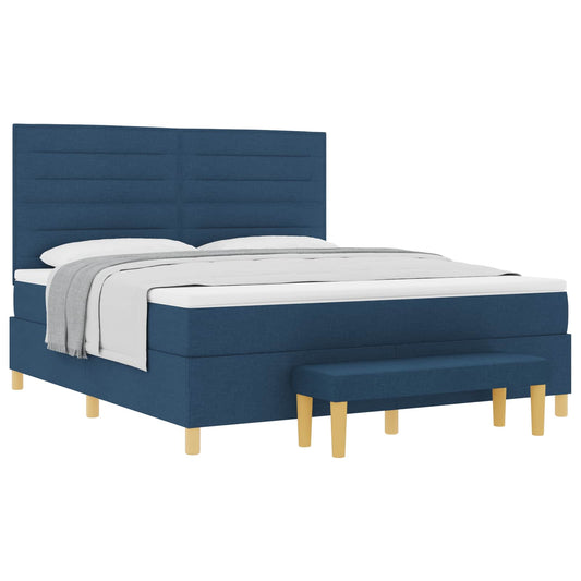 vidaXL Κρεβάτι με ελατήρια με κεφαλάρι Μπλε 200 x 180 cm ύφασμα
