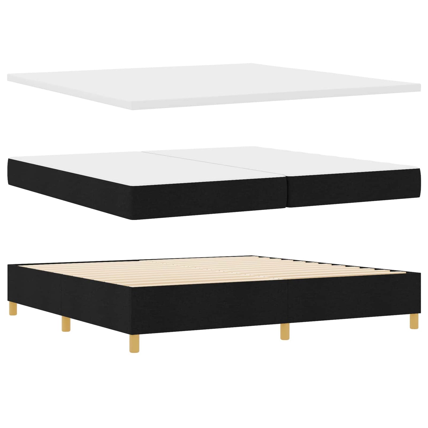 vidaXL Κρεβάτι με ελατήρια με στρώμα Μαύρο 200 x 200 cm ύφασμα