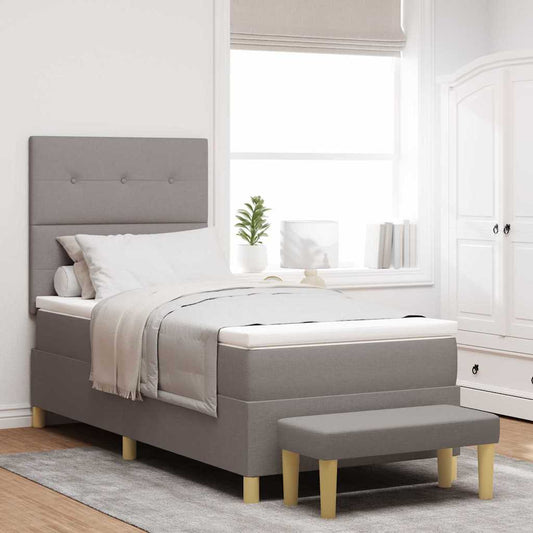 vidaXL Κρεβάτι με ελατήρια με μαξιλάρι Taupe 200 x 80 εκατοστά ύφασμα