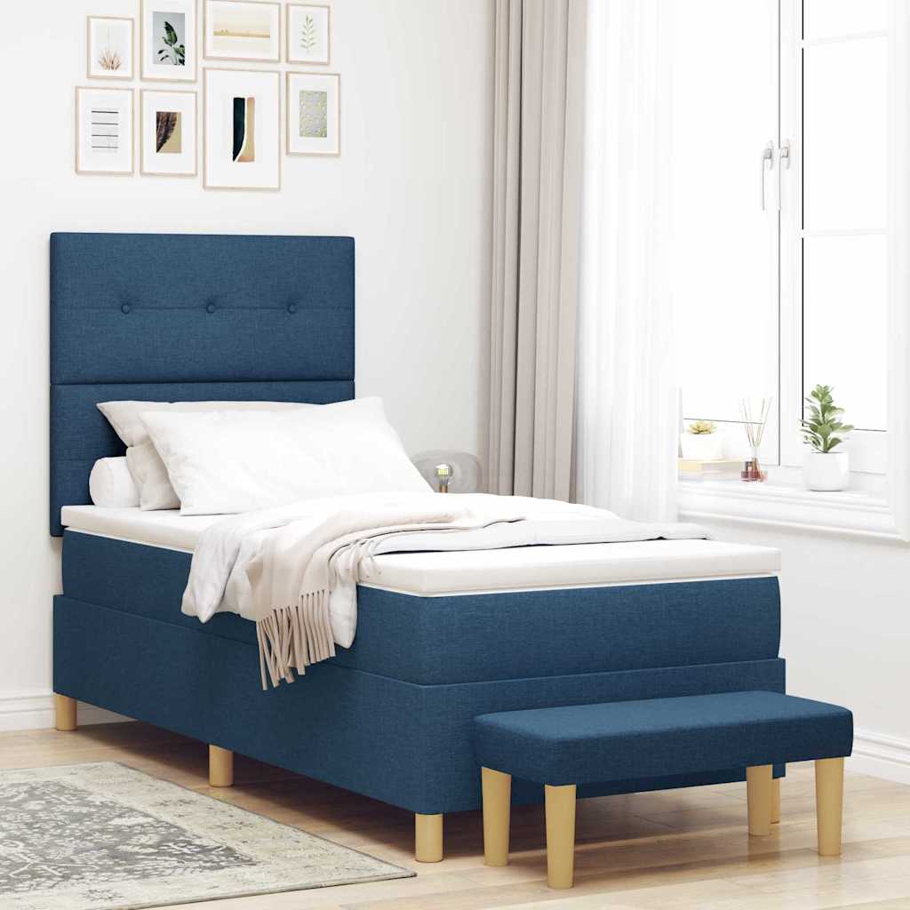 vidaXL Κρεβάτι με ελατήρια με μαξιλάρι Μπλε 200 x 80 εκατοστά ύφασμα