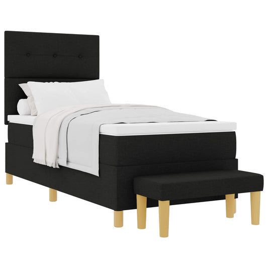 vidaXL Κρεβάτι με ελατήρια με κεφαλάρι Μαύρο 190 x 90 cm ύφασμα