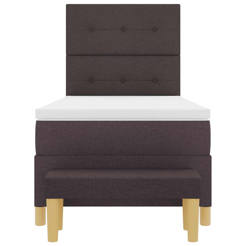 vidaXL Κρεβάτι με ελατήρια Σκούρο καφέ Σκούρο καφέ 90 x 190 cm ύφασμα