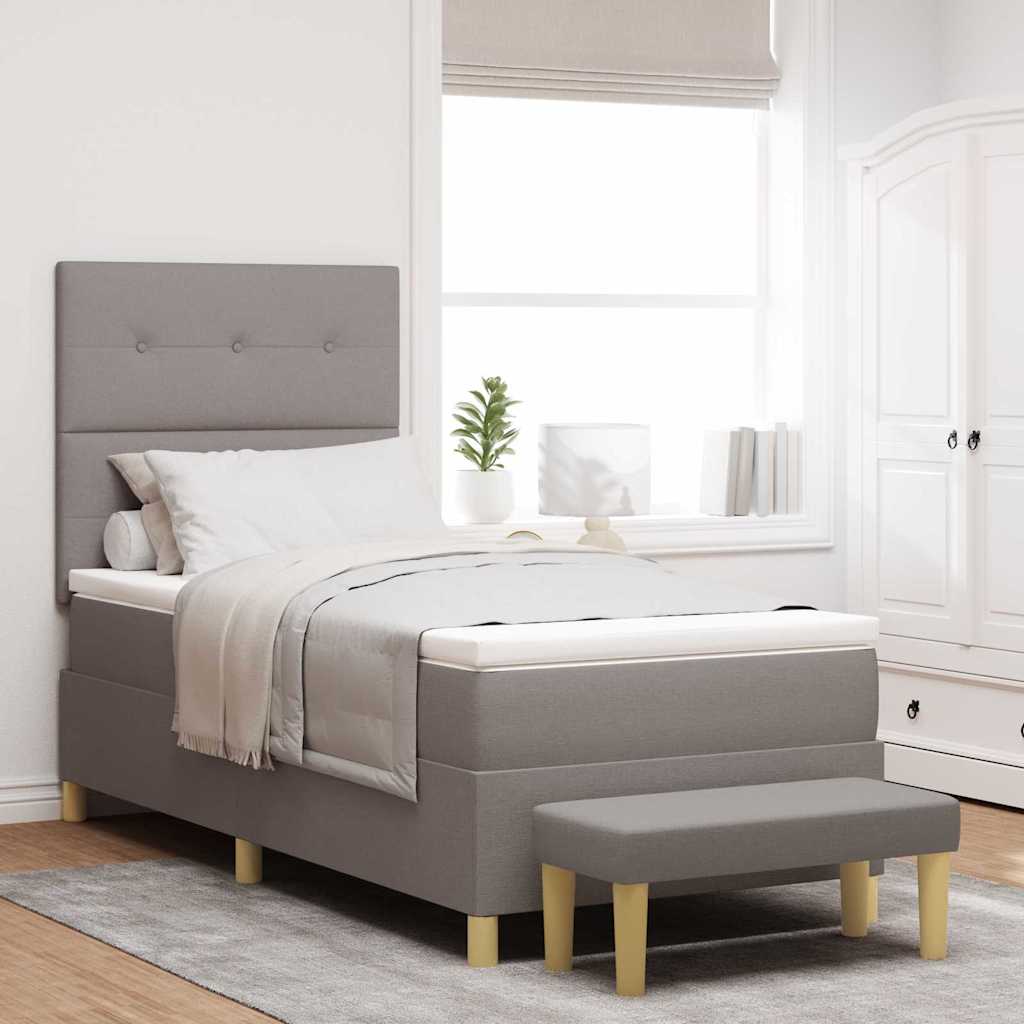 vidaXL Κρεβάτι με ελατήρια με στρώμα Taupe 90 x 200 cm ύφασμα