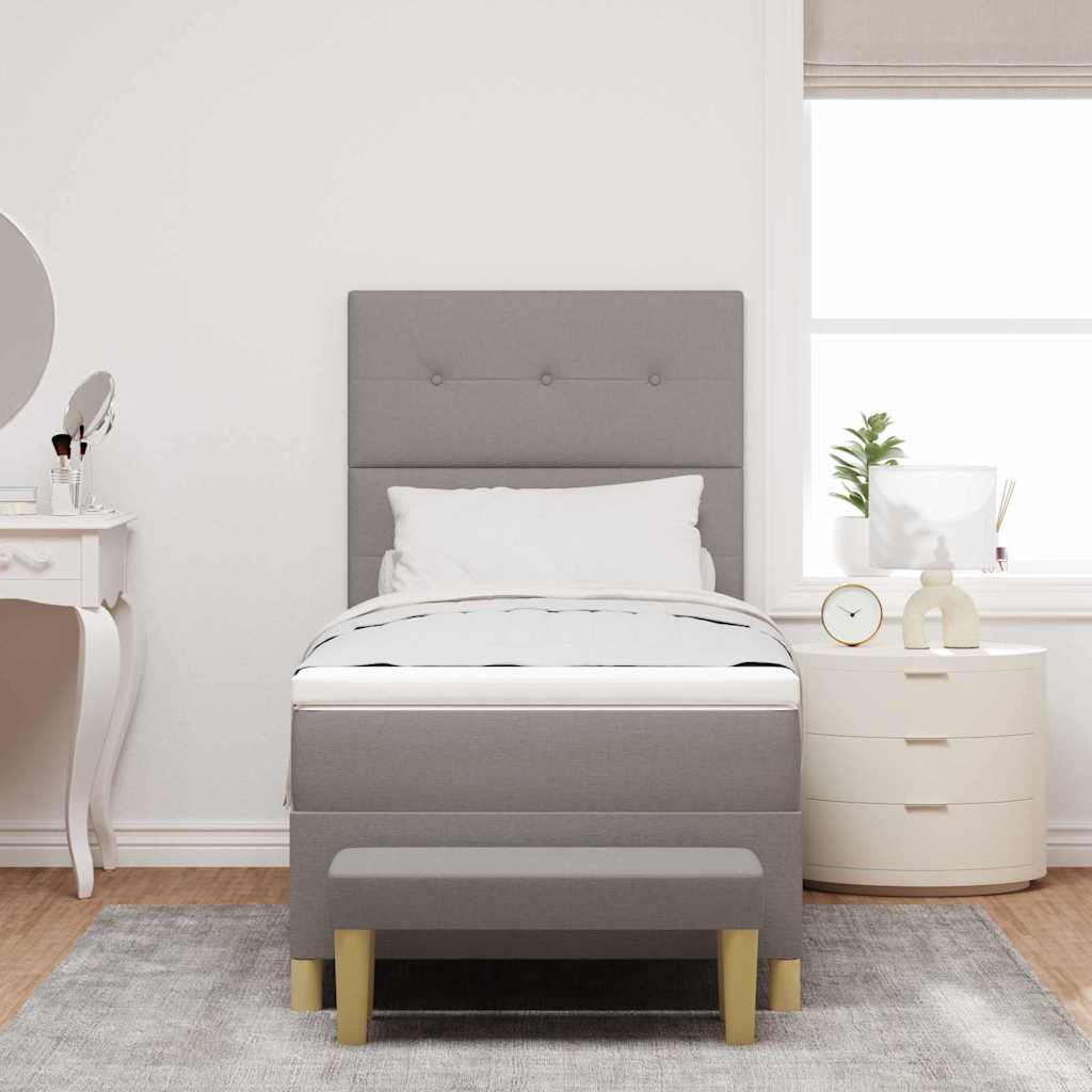 vidaXL Κρεβάτι με ελατήρια με στρώμα Taupe 90 x 200 cm ύφασμα