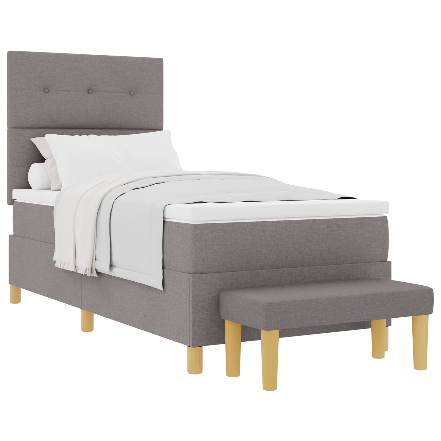 vidaXL Κρεβάτι με ελατήρια με στρώμα Taupe 90 x 200 cm ύφασμα
