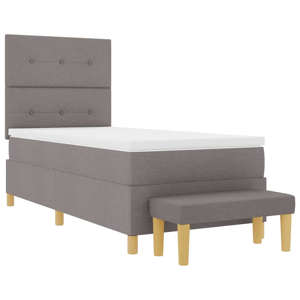 vidaXL Κρεβάτι με ελατήρια με στρώμα Taupe 90 x 200 cm ύφασμα