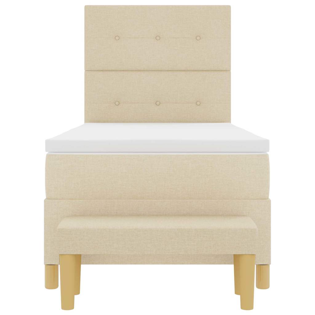 vidaXL Κρεβάτι με ελατήρια με στρώμα Κρεμ 90 x 200 cm ύφασμα