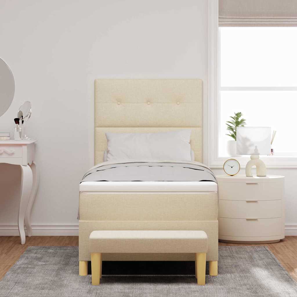 vidaXL Κρεβάτι με ελατήρια με κεφαλάρι Κρεμ 200 x 100 cm ύφασμα