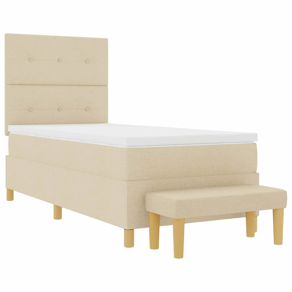 vidaXL Κρεβάτι με ελατήρια με κεφαλάρι Κρεμ 200 x 100 cm ύφασμα