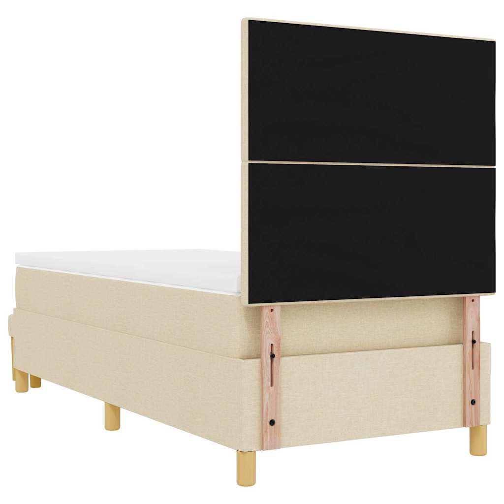 vidaXL Κρεβάτι με ελατήρια με κεφαλάρι Κρεμ 200 x 100 cm ύφασμα