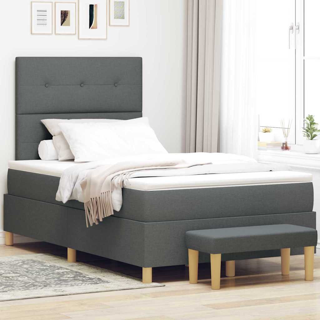 vidaXL Κρεβάτι με ελατήρια Σκούρο γκρι 190 x 120 εκατοστά ύφασμα