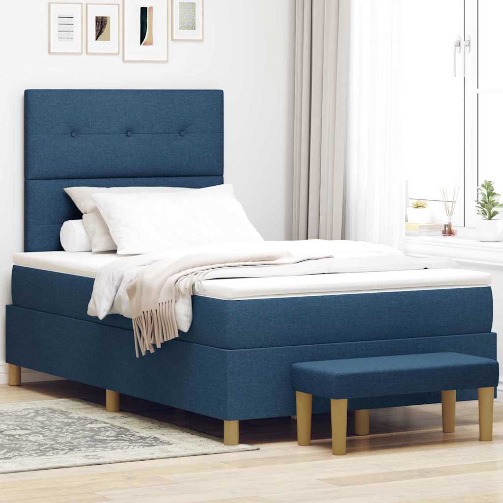 vidaXL Κρεβάτι με ελατήρια με κεφαλάρι Μπλε 200 x 120 εκατοστά ύφασμα