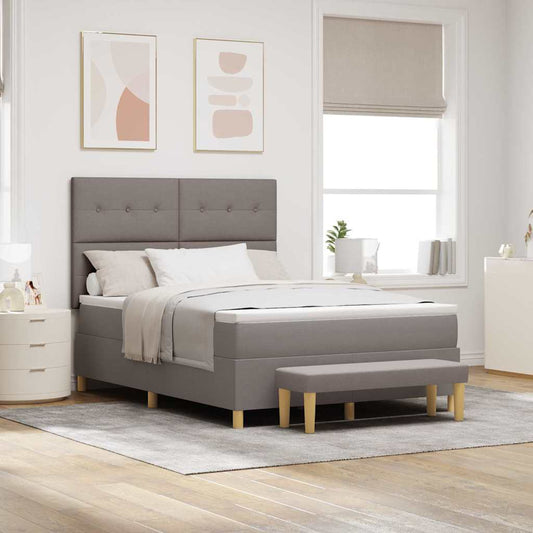vidaXL Κρεβάτι με ελατήρια με κεφαλάρι Taupe 190 x 140 εκατοστά ύφασμα